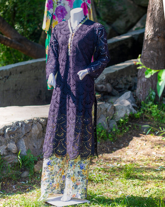 Bobrai Collection – Ethnic 2-Piece Chikankari Lawn Set in Black