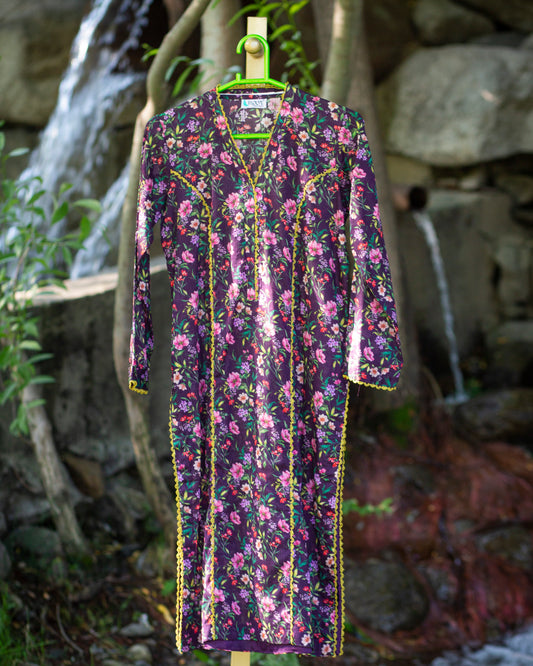 Bobrai Collection – Ethnic 1-Piece Floral Cotton Silk Shirt