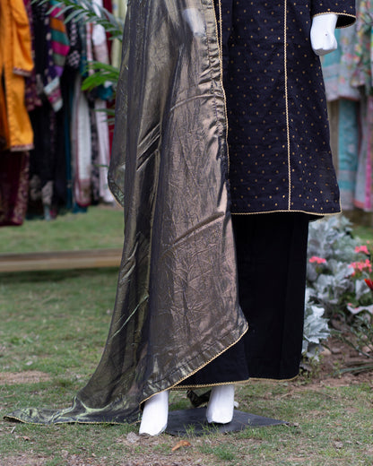 🖤 Jungle Theme Collection – Ethnic 3-Piece Jacquard Set (Black, Medium) - JT06