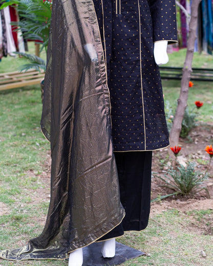 🖤 Jungle Theme Collection – Ethnic 3-Piece Jacquard Set (Black, Medium) - JT06