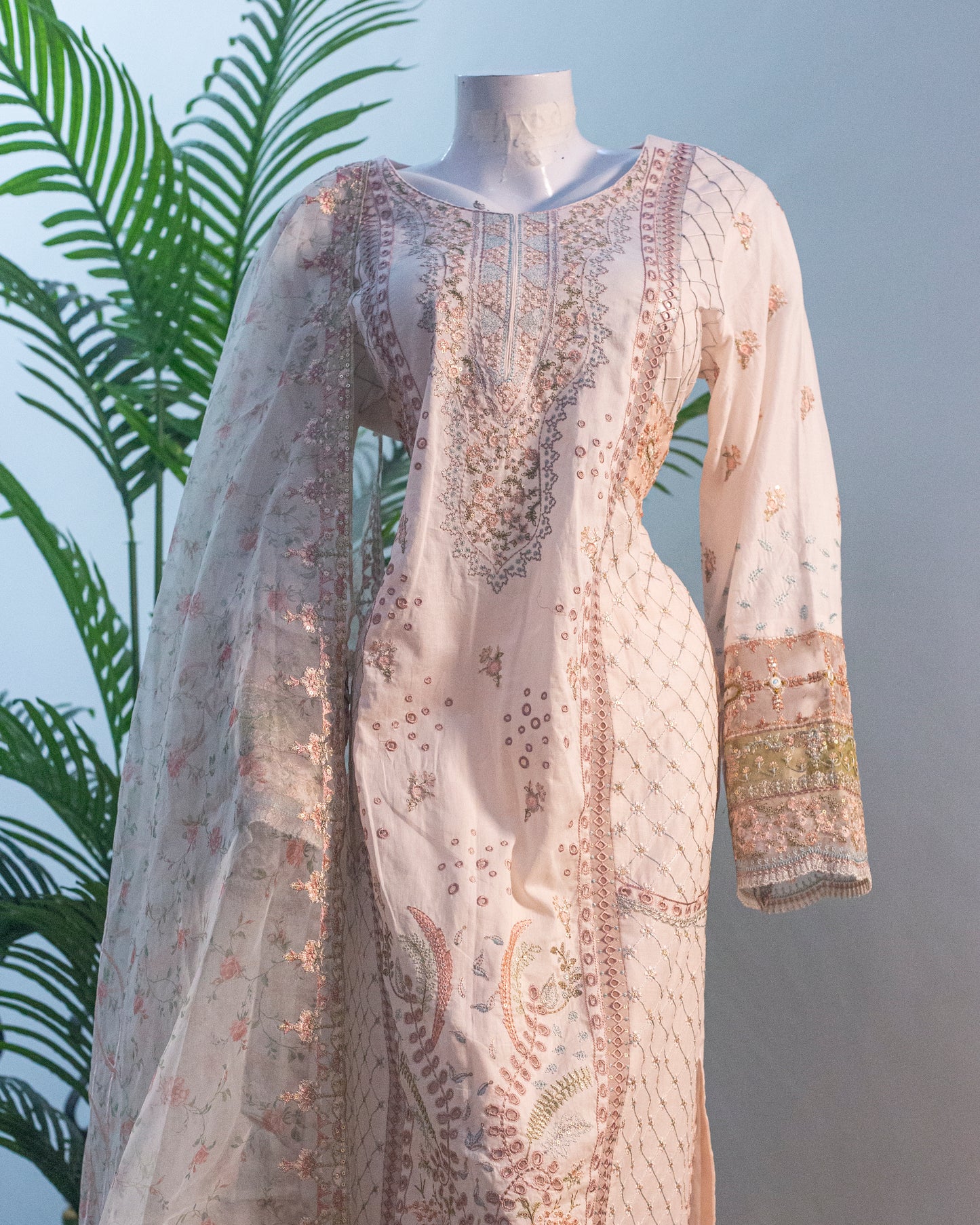 Jungle Theme Collection – Qalamkar 3-Piece Set (Powder Pink, Large) - Code: JT03