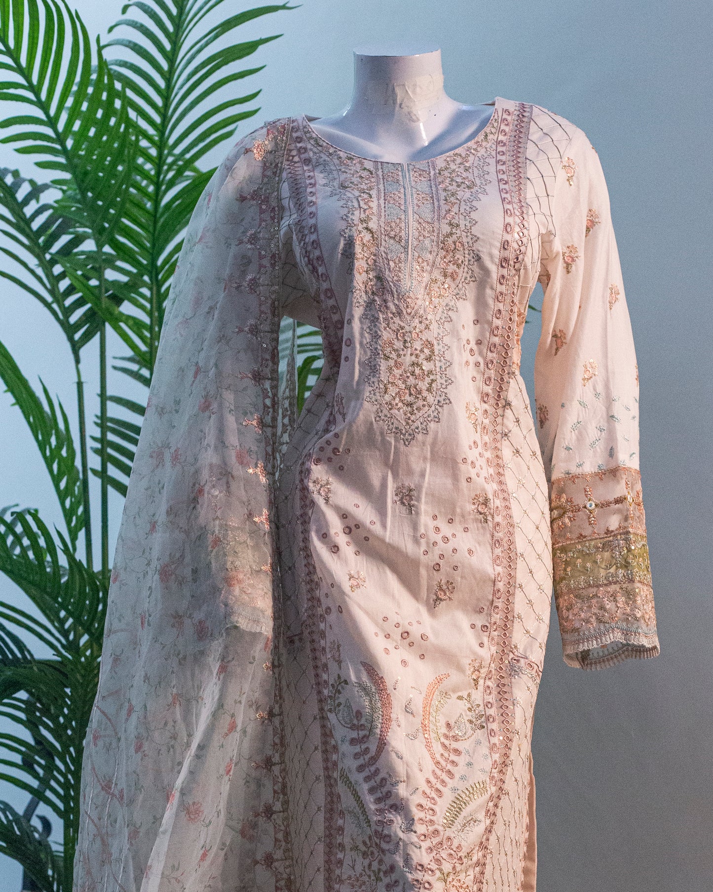 Jungle Theme Collection – Qalamkar 3-Piece Set (Powder Pink, Large) - Code: JT03