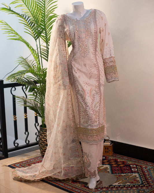 Jungle Theme Collection – Qalamkar 3-Piece Set (Powder Pink, Large) - Code: JT03