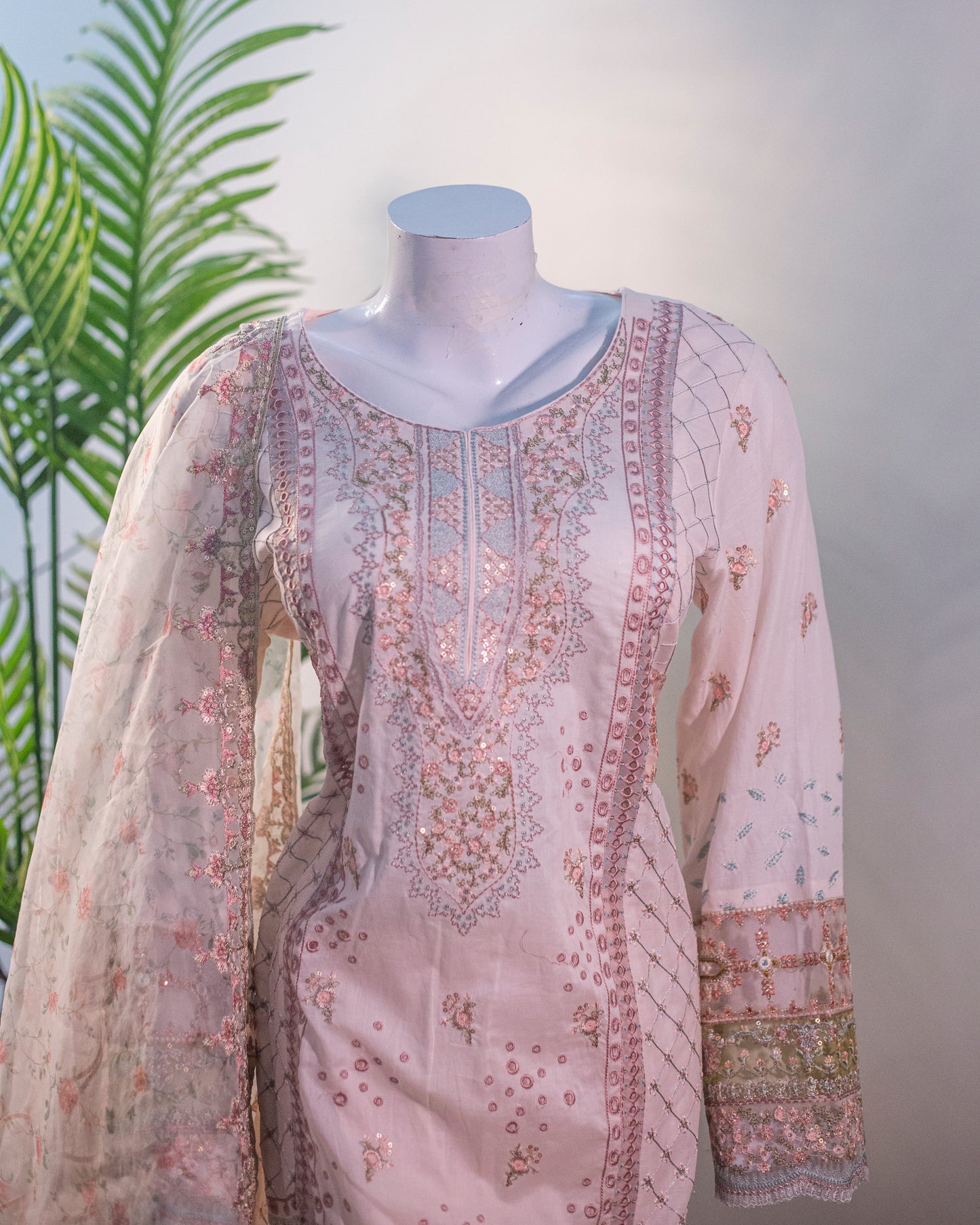 Jungle Theme Collection – Qalamkar 3-Piece Set (Powder Pink, Large) - Code: JT03