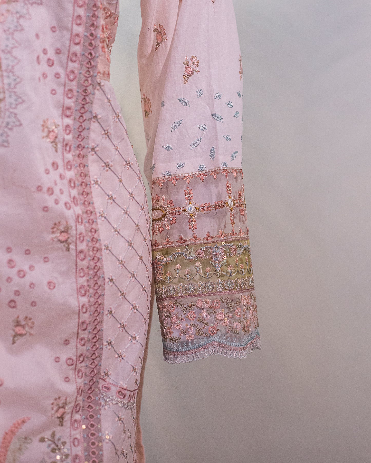 Jungle Theme Collection – Qalamkar 3-Piece Set (Powder Pink, Large) - Code: JT03