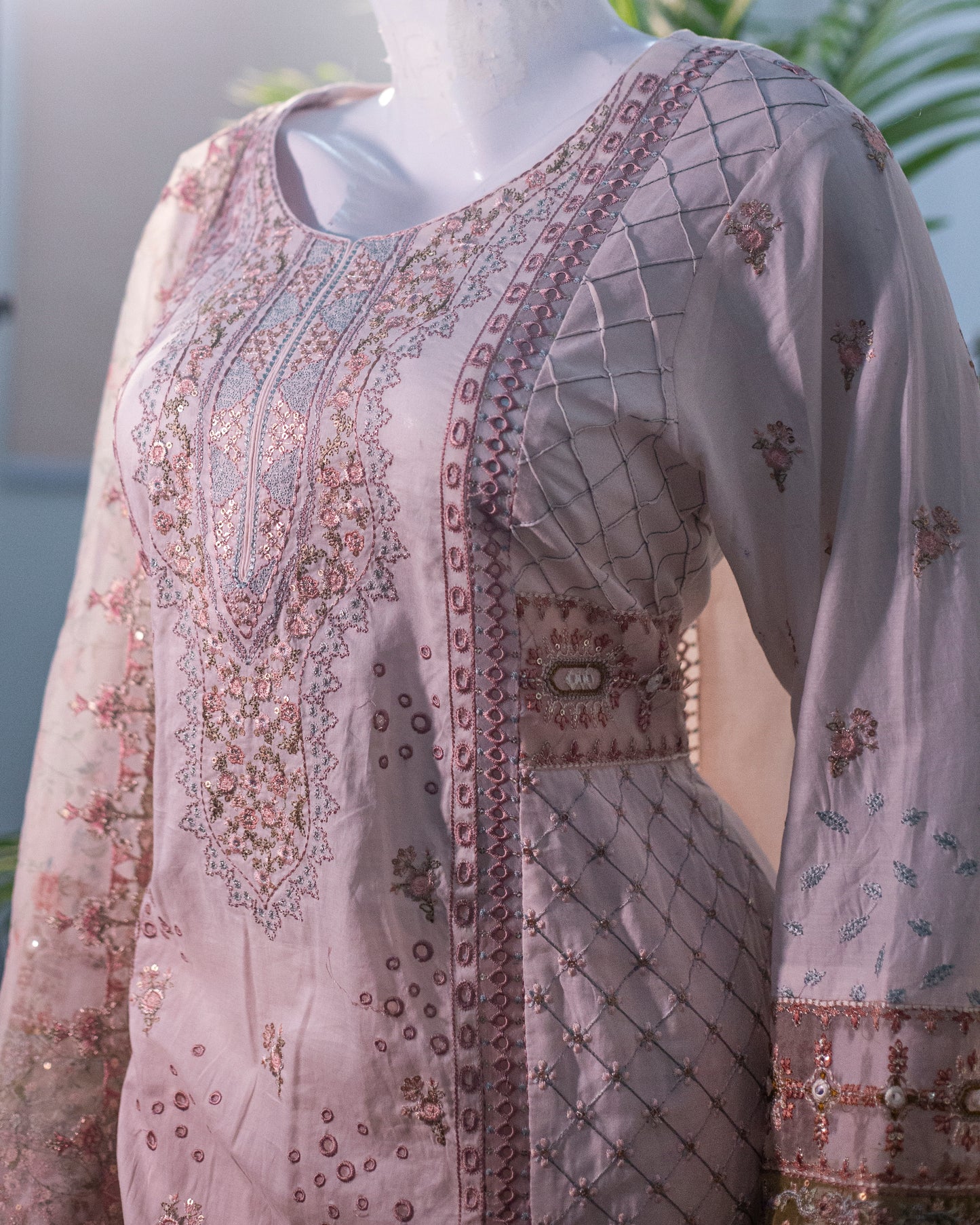 Jungle Theme Collection – Qalamkar 3-Piece Set (Powder Pink, Large) - Code: JT03