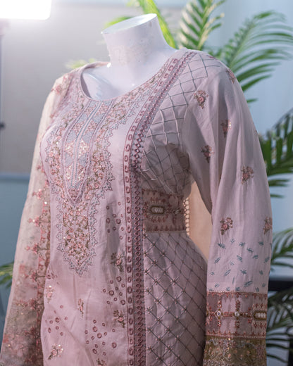 Jungle Theme Collection – Qalamkar 3-Piece Set (Powder Pink, Large) - Code: JT03