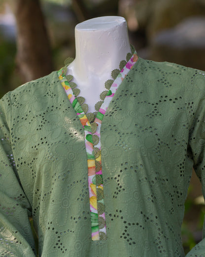 Bobrai Collection – Ethnic 2-Piece Chikankari Lawn Set in Light Green