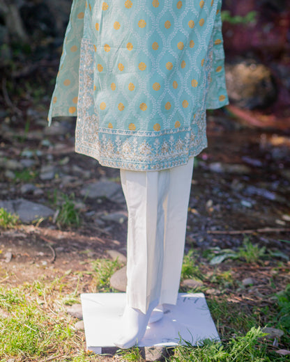 Bobrai Collection – Sapphire Lawn 2-Piece Embossed & Embroidered Set in Light Green