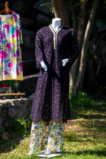 Bobrai Collection – Ethnic 2-Piece Chikankari Lawn Set in Black