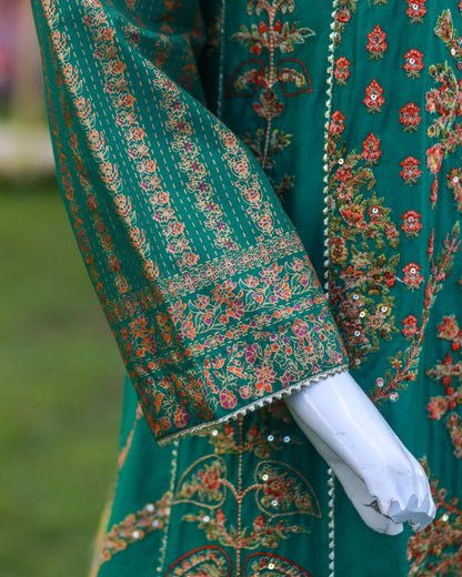 Laamana Collection – Hussain Rehar Luxury Lawn 3-Piece in Green (Medium) LH38