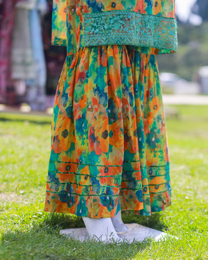 Laamana Collection – Ethnic Lawn 2-Piece Floral Ensemble (Small & Medium) - LE43