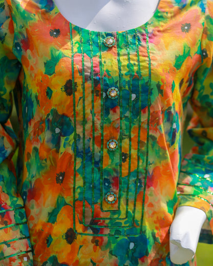 Laamana Collection – Ethnic Lawn 2-Piece Floral Ensemble (Small & Medium) - LE43